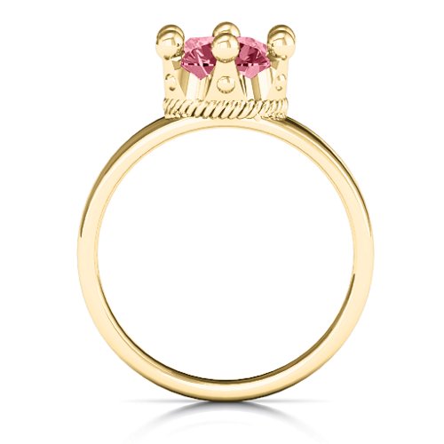 Radiant Royal Crown Ring – 10K Yellow Gold with Red Premium Zirconia