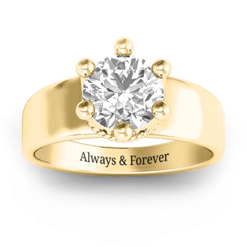 Radiant Royal Crown Ring – 10K Yellow Gold with White Premium Zirconia