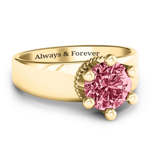 Radiant Royal Crown Ring – 10K Yellow Gold with Red Premium Zirconia