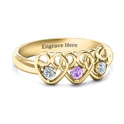 Three's Company Triple Heart Gemstone Ring