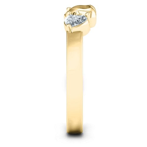 Sparkling Sweethearts Two-Stone Ring – 10K Yellow Gold with Cubic Zirconia