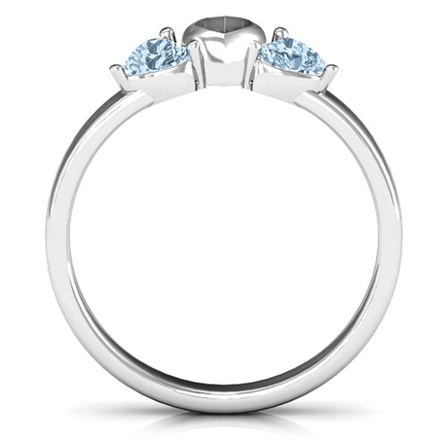 Sparkling Sweethearts Two-Stone Ring – Sterling Silver with Aquamarine