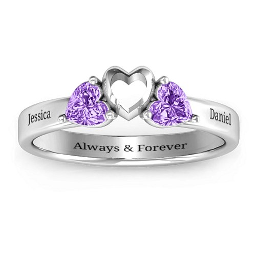 Sparkling Sweethearts Two-Stone Ring – Sterling Silver with Amethyst