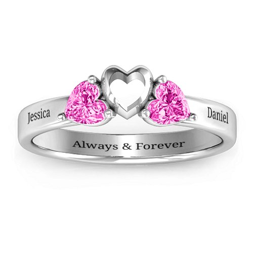 Sparkling Sweethearts Two-Stone Ring – Sterling Silver with Pink Tourmaline