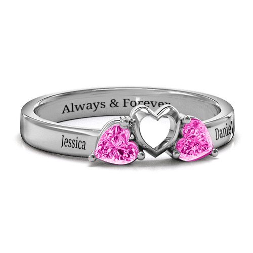 Sparkling Sweethearts Two-Stone Ring – Sterling Silver with Pink Tourmaline