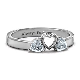 Sparkling Sweethearts Two-Stone Ring in 925 Sterling Silver with Diamond