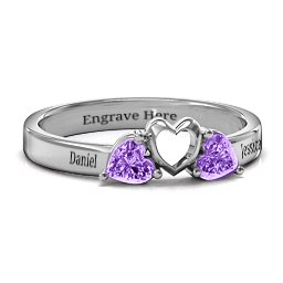 Sparkling Sweethearts Two-Stone Ring in 925 Sterling Silver with Amethyst