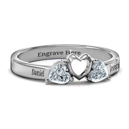 Sparkling Sweethearts Two-Stone Ring in 925 Sterling Silver with Cubic Zirconia