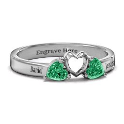 Sparkling Sweethearts Two-Stone Ring in 925 Sterling Silver with Emerald