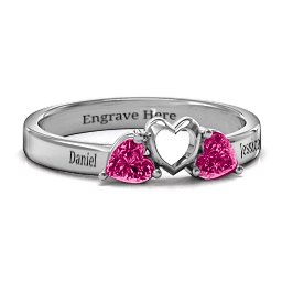 Sparkling Sweethearts Two-Stone Ring in 925 Sterling Silver with Ruby