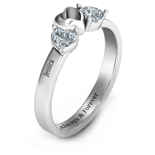 Sparkling Sweethearts Two-Stone Ring – Sterling Silver with Cubic Zirconia