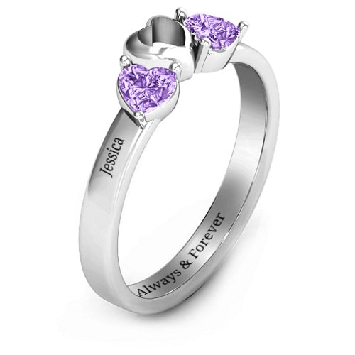 Sparkling Sweethearts Two-Stone Ring – Sterling Silver with Amethyst