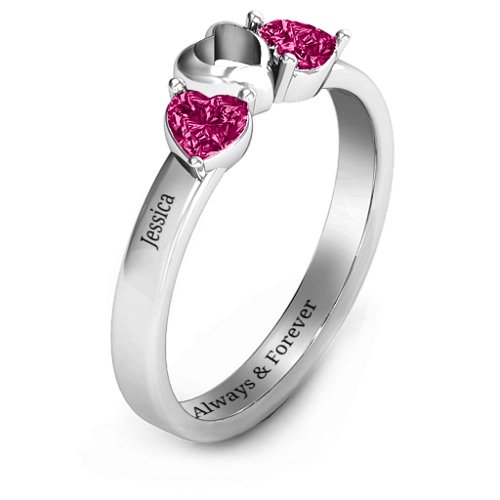 Sparkling Sweethearts Two-Stone Ring – Sterling Silver with Ruby