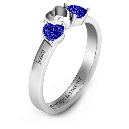 Sparkling Sweethearts Two-Stone Ring – Sterling Silver with Blue Sapphire
