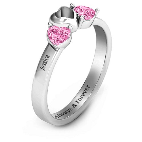 Sparkling Sweethearts Two-Stone Ring – Sterling Silver with Pink Tourmaline