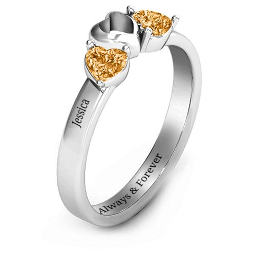 Sparkling Sweethearts Two-Stone Ring – Sterling Silver with Citrine