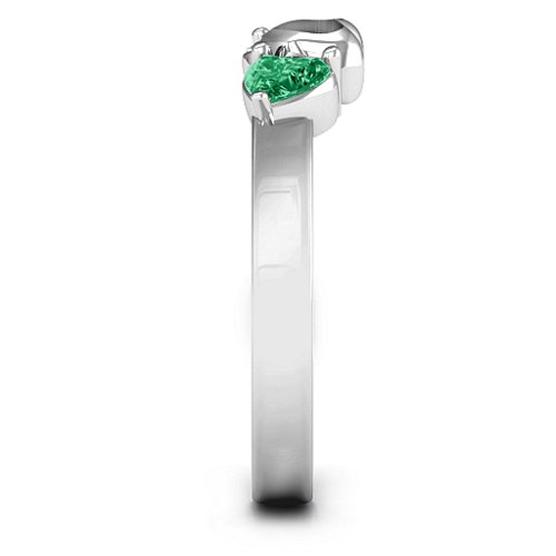 Sparkling Sweethearts Two-Stone Ring – Sterling Silver with Emerald