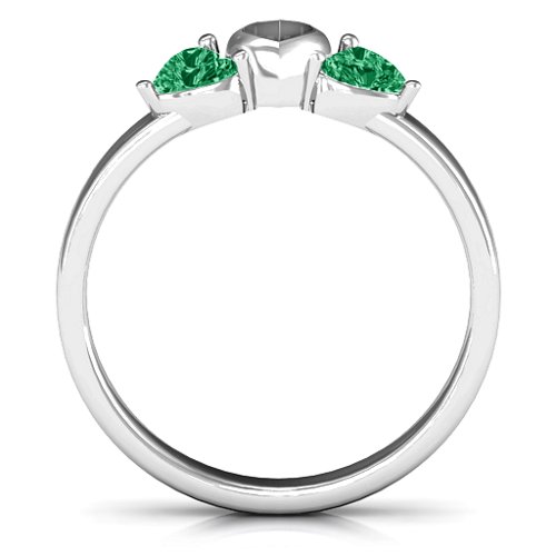Sparkling Sweethearts Two-Stone Ring – Sterling Silver with Emerald