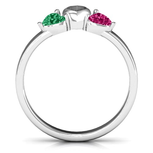Sparkling Sweethearts Two-Stone Ring – Sterling Silver with Emerald and Ruby