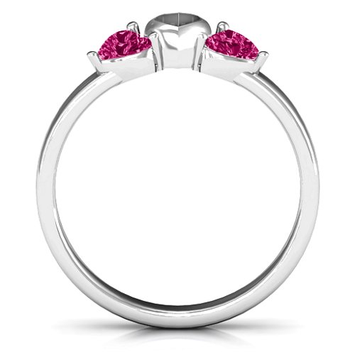 Sparkling Sweethearts Two-Stone Ring – Sterling Silver with Ruby
