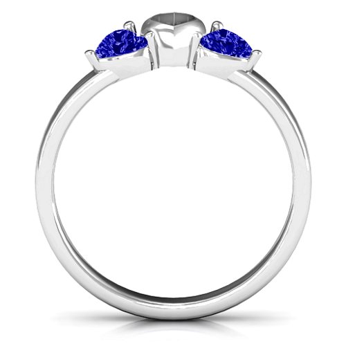 Sparkling Sweethearts Two-Stone Ring – Sterling Silver with Blue Sapphire