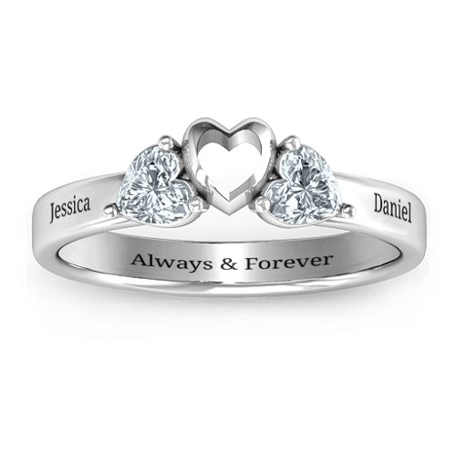 Sparkling Sweethearts Two-Stone Ring – Sterling Silver with Cubic Zirconia