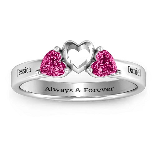 Sparkling Sweethearts Two-Stone Ring – Sterling Silver with Ruby