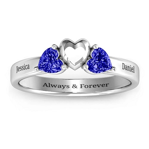 Sparkling Sweethearts Two-Stone Ring – Sterling Silver with Blue Sapphire