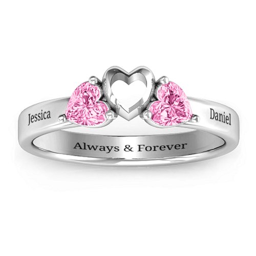 Sparkling Sweethearts Two-Stone Ring – Sterling Silver with Pink Tourmaline