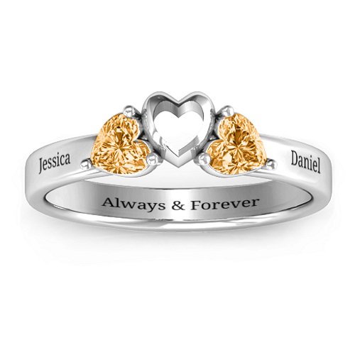 Sparkling Sweethearts Two-Stone Ring – Sterling Silver with Citrine