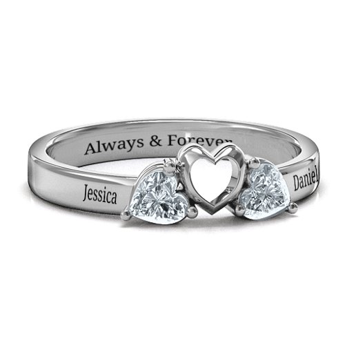 Sparkling Sweethearts Two-Stone Ring – Sterling Silver with Cubic Zirconia