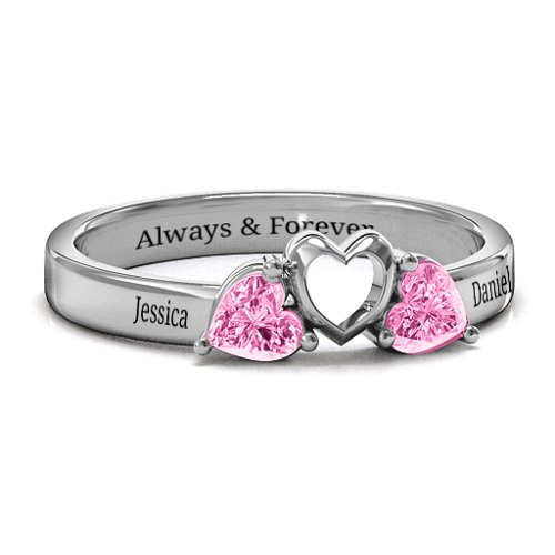 Sparkling Sweethearts Two-Stone Ring – Sterling Silver with Pink Tourmaline