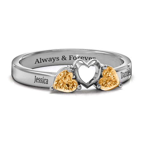 Sparkling Sweethearts Two-Stone Ring – Sterling Silver with Citrine
