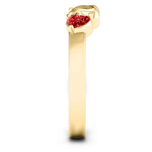 Sparkling Sweethearts Two-Stone Ring – 10K Yellow Gold with Cubic Zirconia and Garnet