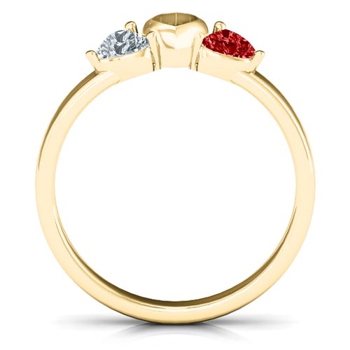 Sparkling Sweethearts Two-Stone Ring – 10K Yellow Gold with Cubic Zirconia and Garnet
