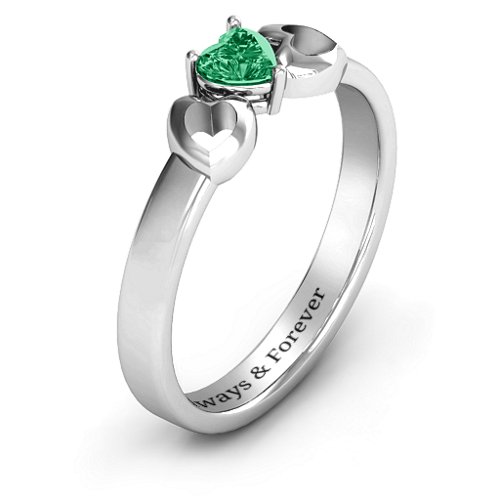 Darling Heart Wraparound Ring – Sterling Silver with Emerald