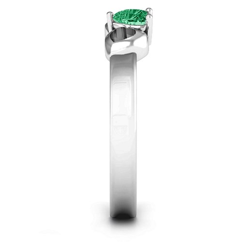 Darling Heart Wraparound Ring – Sterling Silver with Emerald
