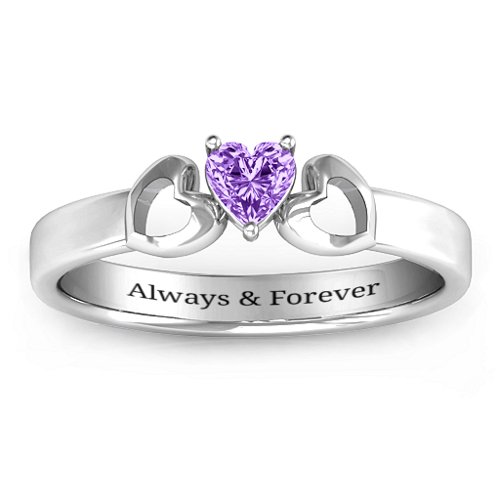 Darling Heart Wraparound Ring – Sterling Silver with Amethyst
