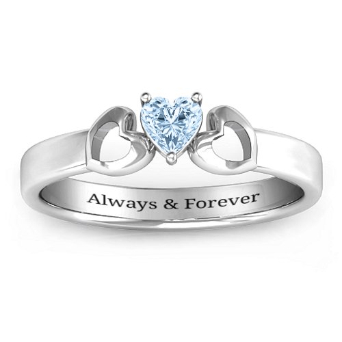 Darling Heart Wraparound Ring – Sterling Silver with Aquamarine