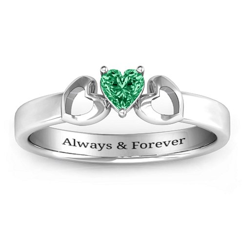 Darling Heart Wraparound Ring – Sterling Silver with Emerald