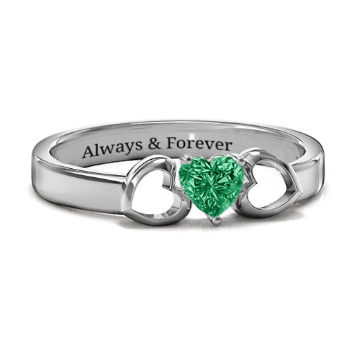 Darling Heart Wraparound Ring – Sterling Silver with Emerald