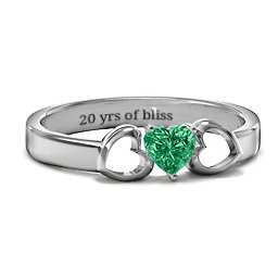 Darling Heart Wraparound Ring in 925 Sterling Silver with Emerald, Amethyst Premium Zirconia, Red Premium Zirconia, and Amethyst