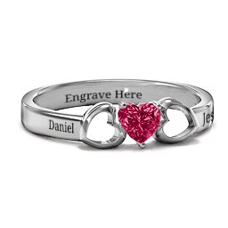 Darling Heart Wraparound Ring in 925 Sterling Silver with Ruby, Amethyst Premium Zirconia, Red Premium Zirconia, and Amethyst