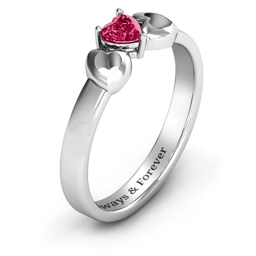 Darling Heart Wraparound Ring – Sterling Silver with Ruby