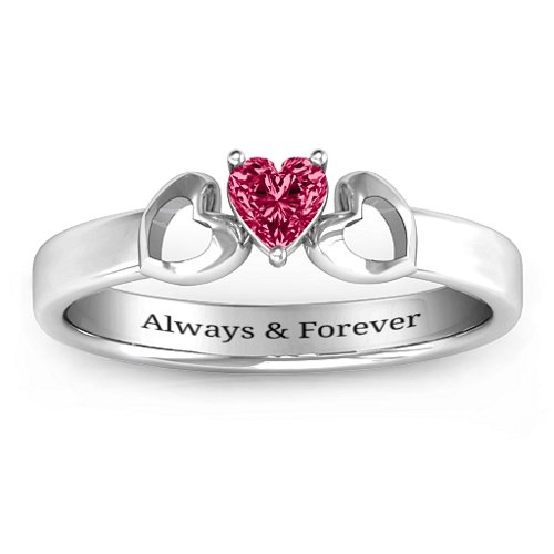 Darling Heart Wraparound Ring – Sterling Silver with Ruby