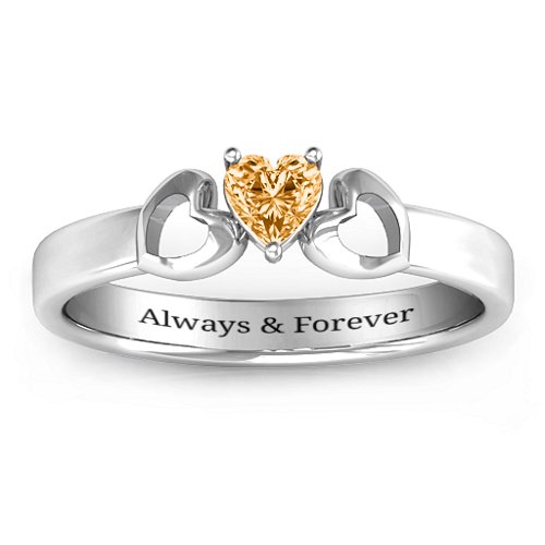 Darling Heart Wraparound Ring – Sterling Silver with Citrine
