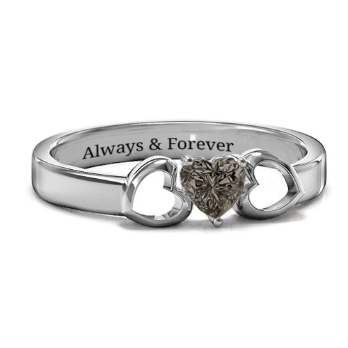 Darling Heart Wraparound Ring – Sterling Silver with Smokey Quartz