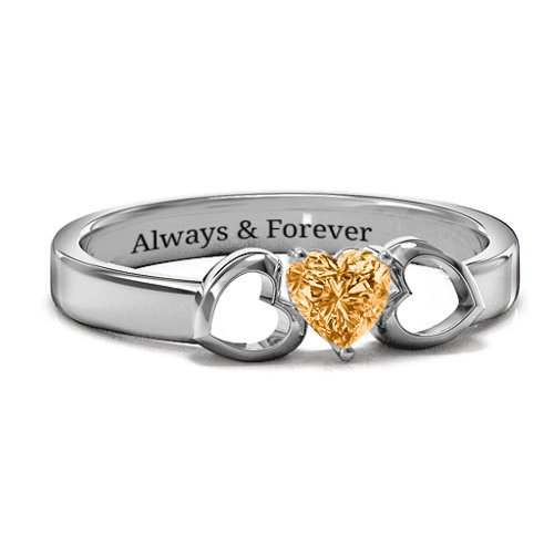 Darling Heart Wraparound Ring – Sterling Silver with Citrine