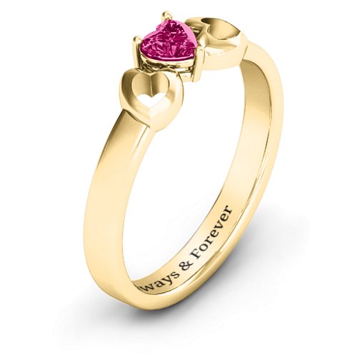 Darling Heart Wraparound Ring – 10K Yellow Gold with Ruby