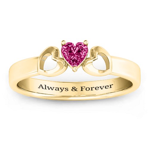 Darling Heart Wraparound Ring – 10K Yellow Gold with Ruby